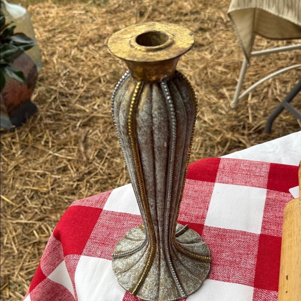 Elegant Gold and Silver Candle Holder